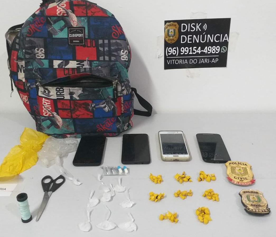 EM VITÓRIA DO JARI, POLÍCIA CIVIL APREENDE ADOLESCENTE E PRENDE HOMEM INVESTIGADO POR TRÁFICO DE DROGAS