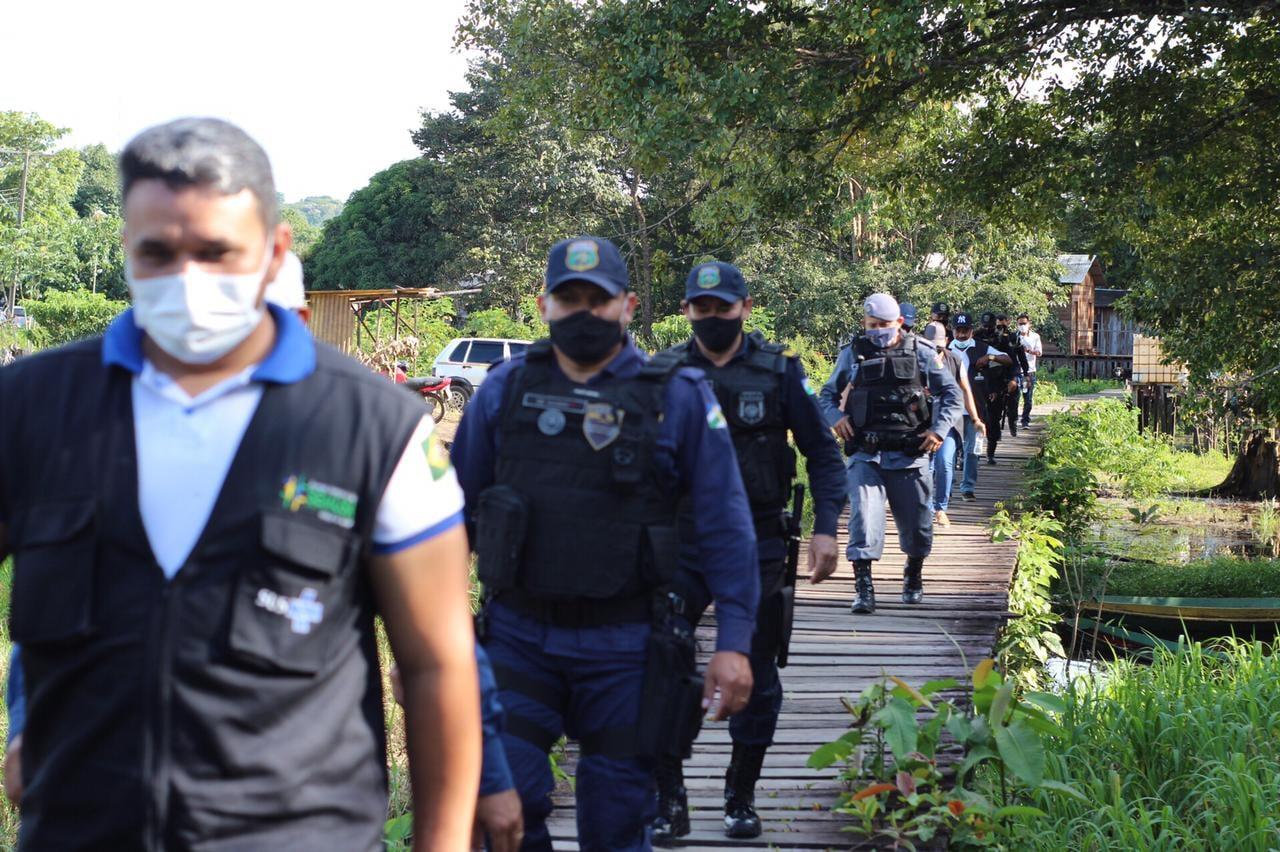 Forças de Segurança e demais órgãos atuam para orientar e fiscalizar medidas de combate à Covid-19 em Laranjal do Jari 