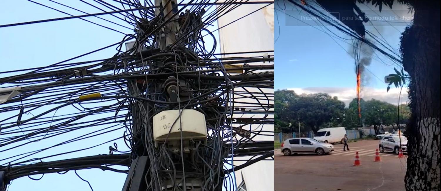 Fios de “rede morta” seguem como transtorno e perigo nas ruas de Macapá
