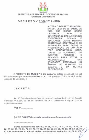 Prefeito assina novo decreto que amplia dias de funcionamento de atividades comerciais em Macapá