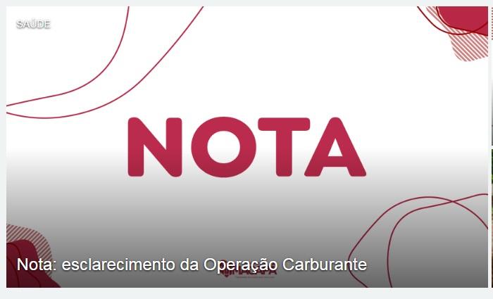 Nota: esclarecimento da Operação Carburante