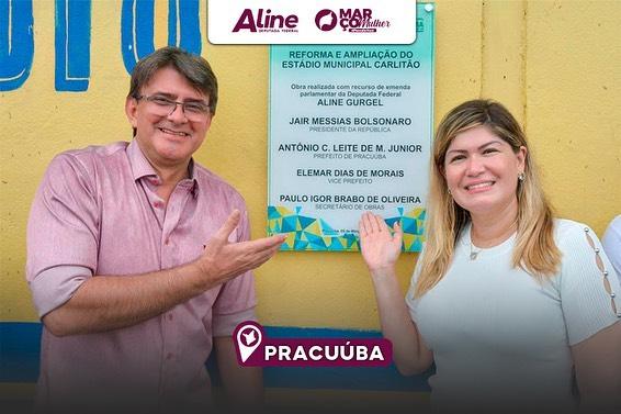 Deputada Aline Gurgel e Prefeito Júnior Leite entregam Campo Municipal Estádio Carlitão