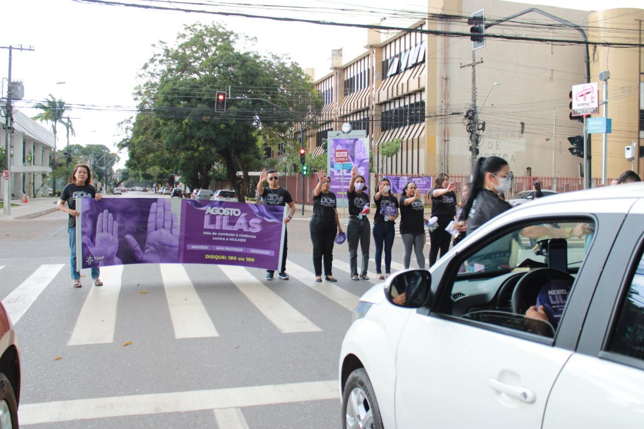 Buzinaço contra a violência doméstica:  TJAP e parceiros realizam Blitz Agosto Lilás