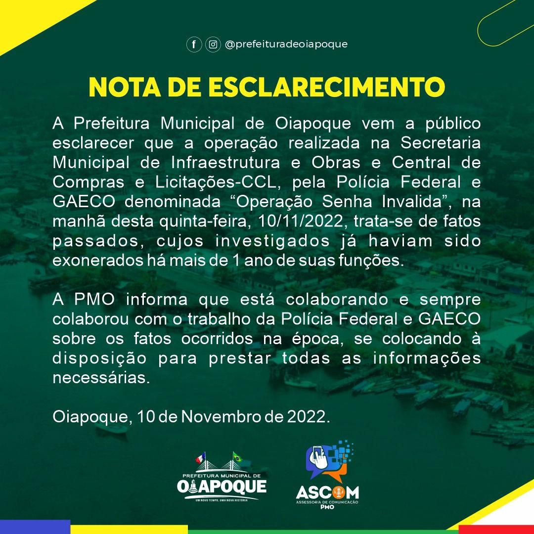 PF cumpre mandados de busca e apreensão em operação que apura desvio de verba pública na Prefeitura de Oiapoque