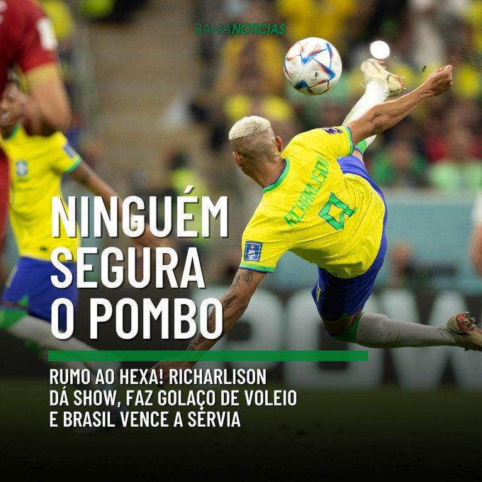 Rumo ao hexa! Richarlison dá show, faz golaço de voleio e Brasil vence a Sérvia