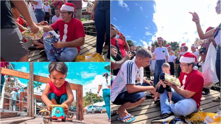 NO DIA DE NATAL, DR. FURLAN E RAYSSA LEVAM EMOÇÃO E ALEGRIA À CRIANÇAS DA PERIFERIA DE MACAPÁ
