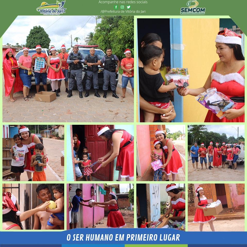 Secretária Deuzinete Matias e seus colaboradores. Estiveram nos bairros Caulim e Cidade Livre, visitando algumas famílias.