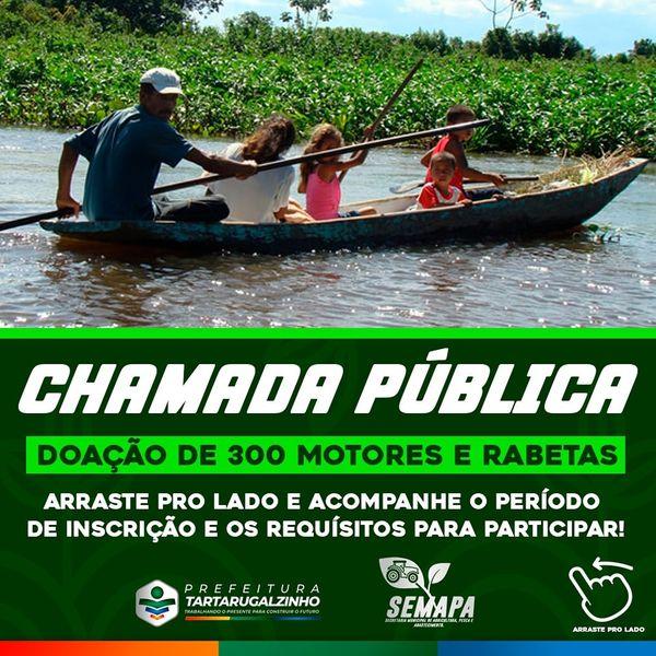 Prefeito Bruno Mineiro realizará entrega de 300 motores rabeta para comunidade.