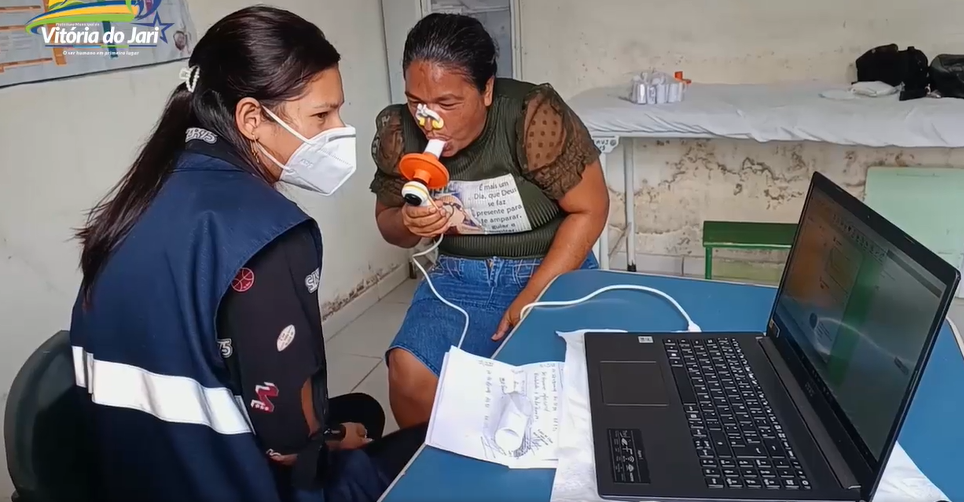Moradores do Jarilândia fazem exames de Espirometria, para avaliar a capacidade pulmonar