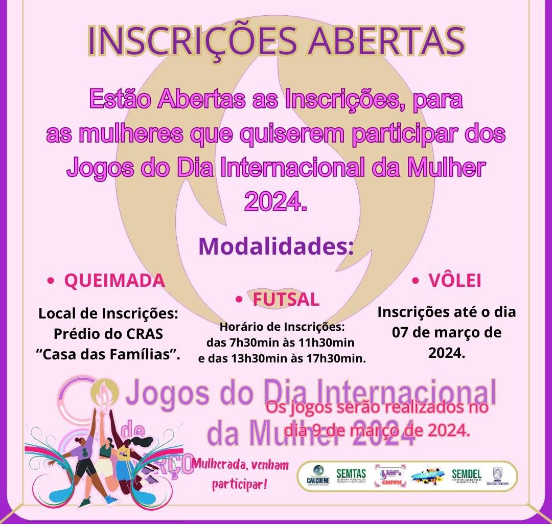 Jogos do Dia Internacional da Mulher 2024: Inscrições abertas!