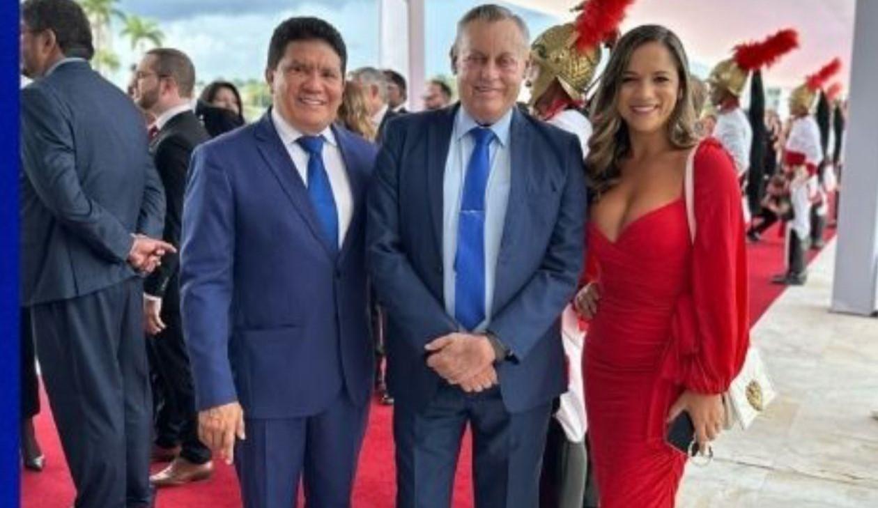 Presidente do TJAP, Adão Carvalho, juíza Marina Lustosa e o secretário-geral, Veridiano Colares participam de posse do ministro Flávio Dino