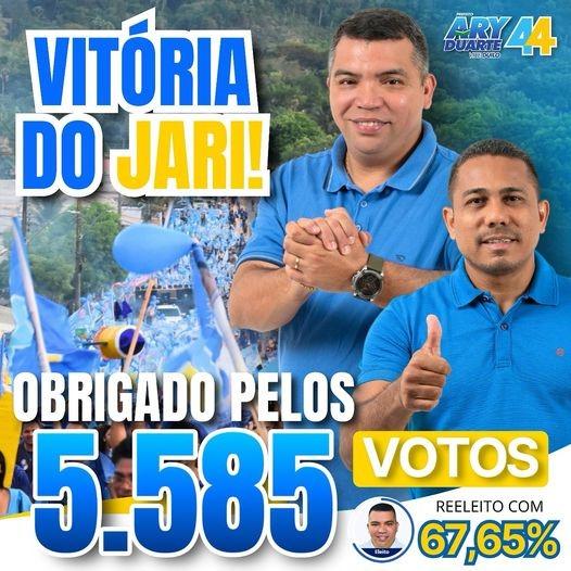Eleições 2024: Ary Duarte, do UNIÃO, é reeleito prefeito de Vitória do Jari