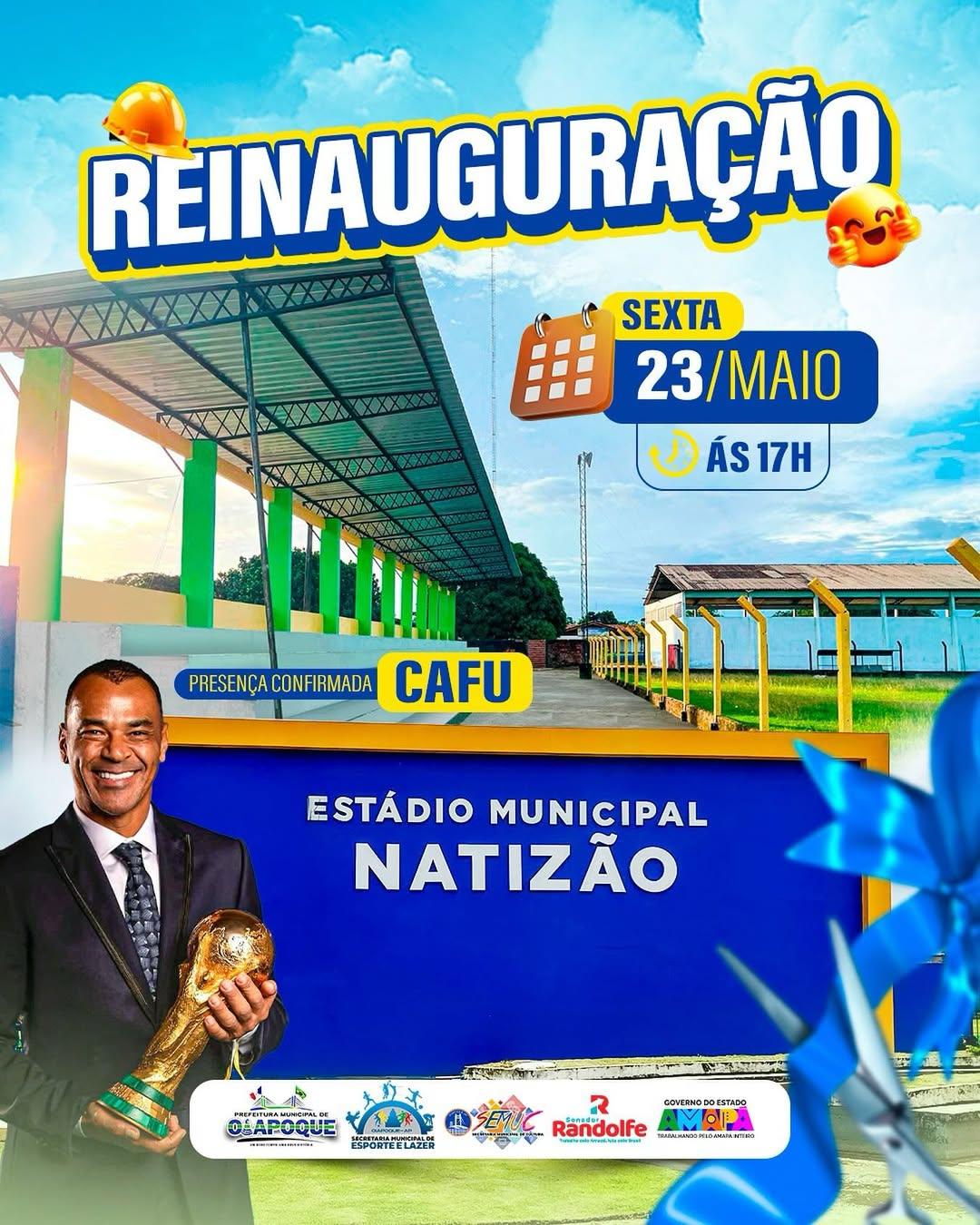 Prefeito Breno Almeida reinaugura Estádio Natizão com presença de Cafu