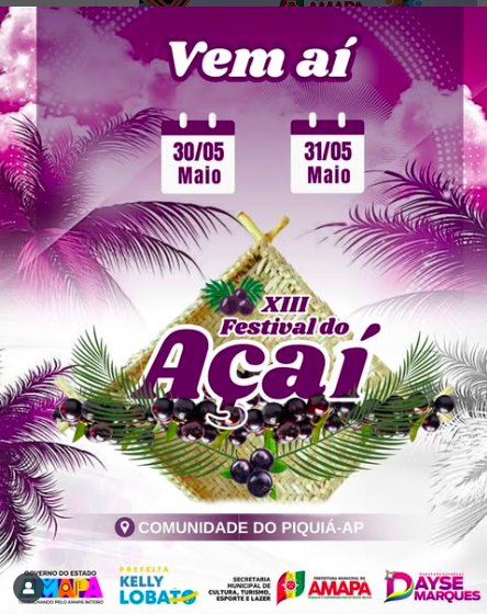 Prefeitura de Amapá prepara XIII Festival do Açaí e movimenta Comunidade do Piquiá nos dias 30 e 31 de maio