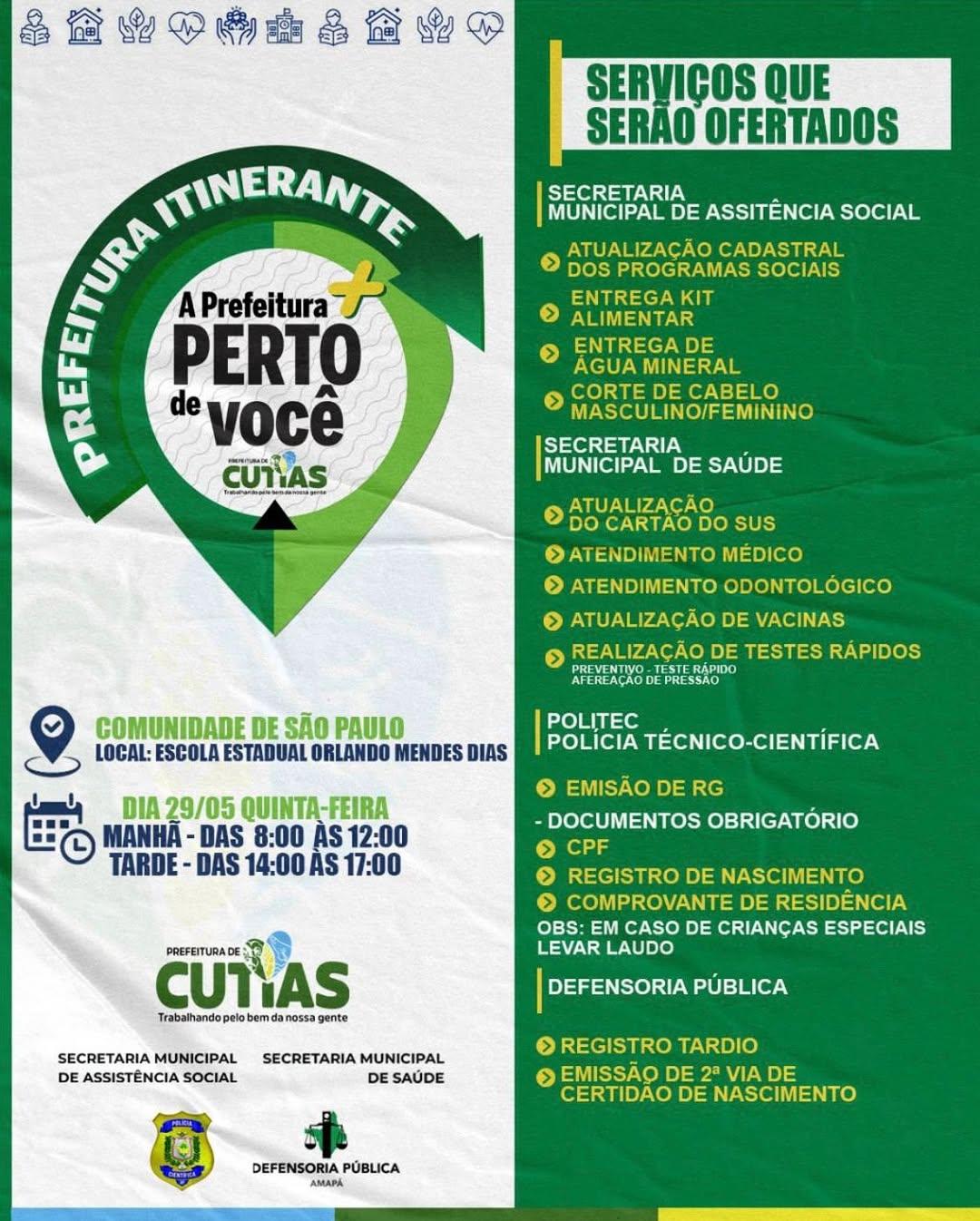 Prefeitura de Cutias leva serviços essenciais às comunidades do Baixo Araguari com ação itinerante