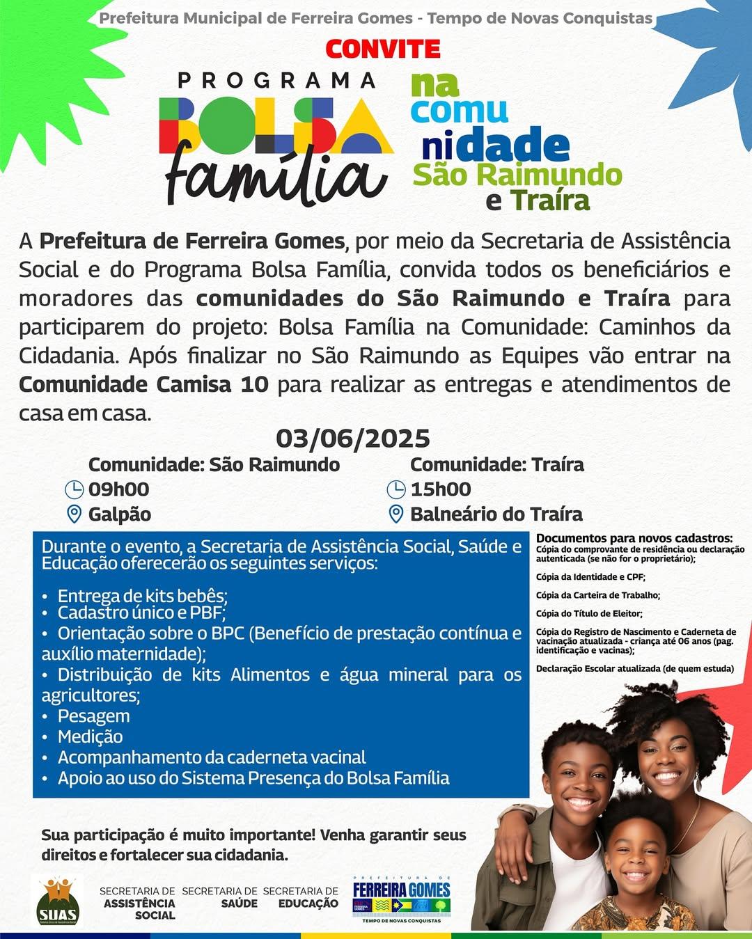 Prefeitura de Ferreira Gomes leva atendimento do Bolsa Família a comunidades rurais
