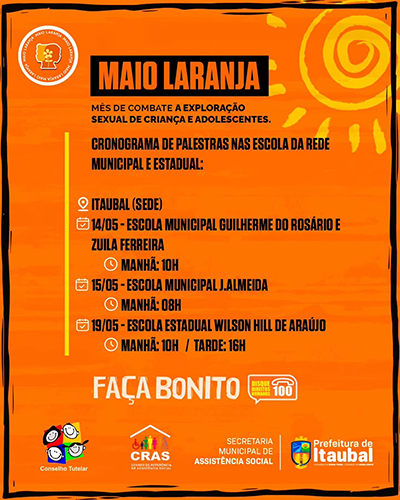 Prefeitura de Itaubal promove palestras nas Escolas Municipais e Estaduais em alusão ao Maio Laranja