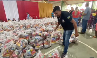 Prefeito Bruno Mineiro e deputada Liliane Abreu realizam entrega de cestas de Natal em Tartarugalzinho