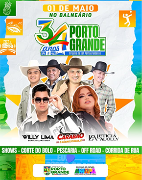 Porto Grande celebra 34 anos com programação cultural, esportiva e shows no balneário