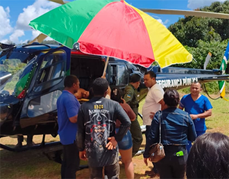 Paciente é removido por helicóptero após atendimento emergencial no Distrito do Lourenço
