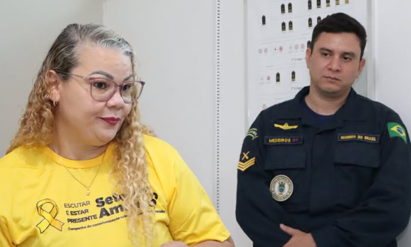 CAPS de Oiapoque realiza ação do Setembro Amarelo com militares da Marinha do Brasil