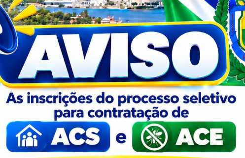 Processo seletivo para ACS e ACE abre inscrições na segunda-feira e segue até 20 de outubro