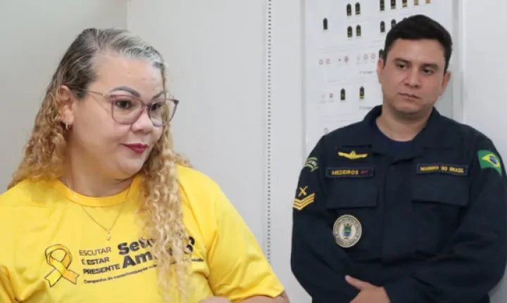CAPS de Oiapoque realiza ação do Setembro Amarelo com militares da Marinha do Brasil