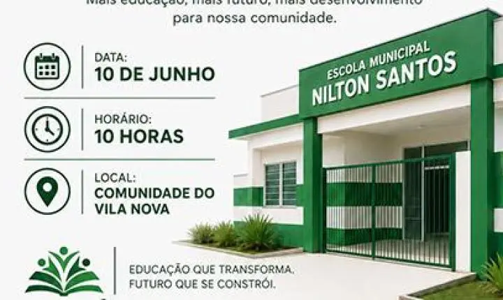 Porto Grande inaugura Escola Municipal Nilton Santos na comunidade do Vila Nova