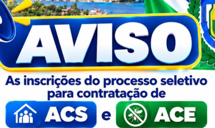 Processo seletivo para ACS e ACE abre inscrições na segunda-feira e segue até 20 de outubro